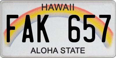 HI license plate FAK657