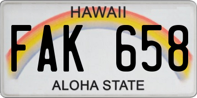 HI license plate FAK658