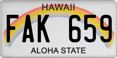 HI license plate FAK659