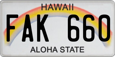 HI license plate FAK660