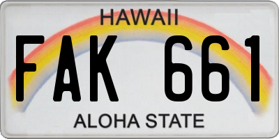 HI license plate FAK661