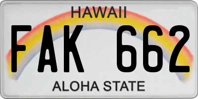 HI license plate FAK662