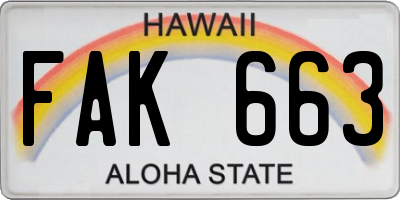 HI license plate FAK663