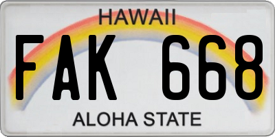 HI license plate FAK668