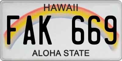 HI license plate FAK669
