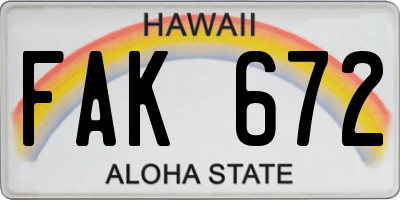 HI license plate FAK672