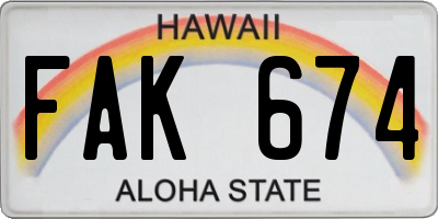 HI license plate FAK674