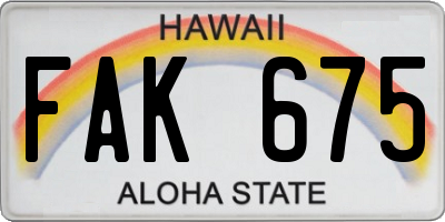 HI license plate FAK675