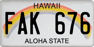 HI license plate FAK676