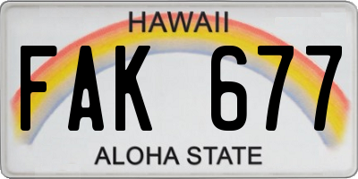 HI license plate FAK677