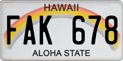 HI license plate FAK678