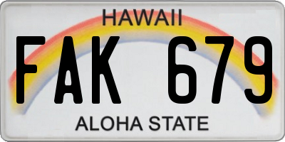 HI license plate FAK679