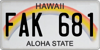 HI license plate FAK681