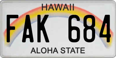 HI license plate FAK684