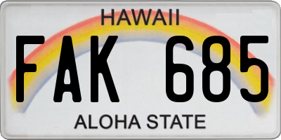 HI license plate FAK685