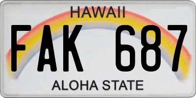HI license plate FAK687