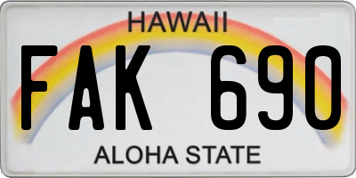 HI license plate FAK690