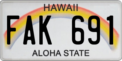 HI license plate FAK691