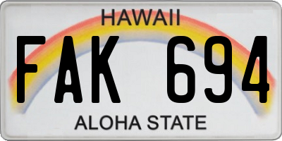 HI license plate FAK694