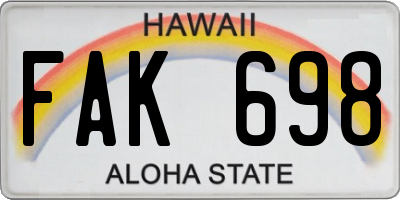 HI license plate FAK698