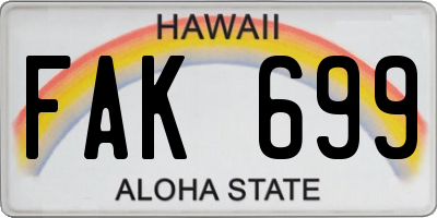 HI license plate FAK699