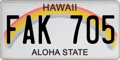 HI license plate FAK705