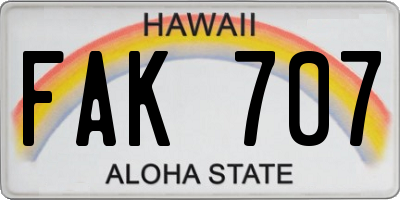 HI license plate FAK707