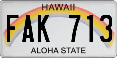 HI license plate FAK713