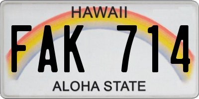 HI license plate FAK714