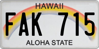 HI license plate FAK715