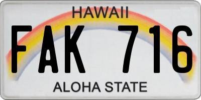 HI license plate FAK716