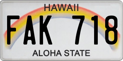 HI license plate FAK718