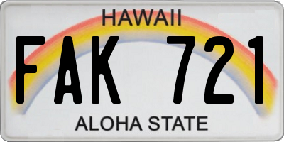 HI license plate FAK721