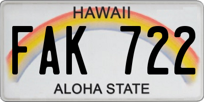 HI license plate FAK722