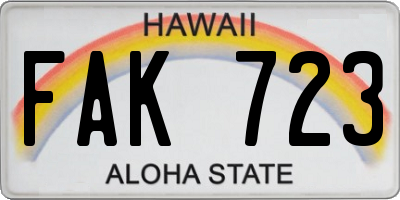 HI license plate FAK723