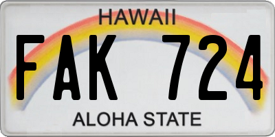 HI license plate FAK724