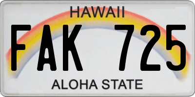 HI license plate FAK725