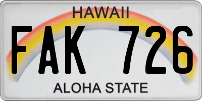 HI license plate FAK726