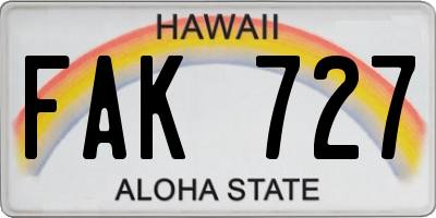 HI license plate FAK727