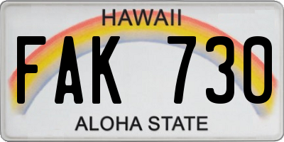 HI license plate FAK730