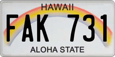 HI license plate FAK731