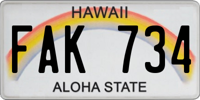HI license plate FAK734