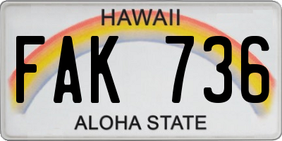 HI license plate FAK736