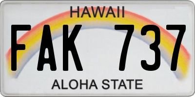 HI license plate FAK737