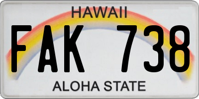 HI license plate FAK738