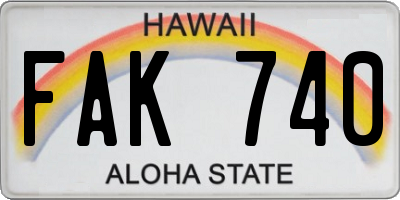 HI license plate FAK740