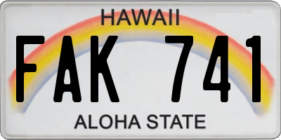 HI license plate FAK741