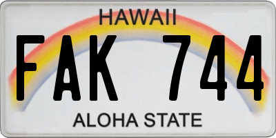 HI license plate FAK744