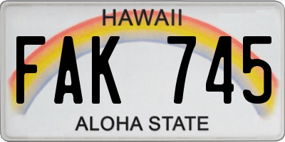 HI license plate FAK745