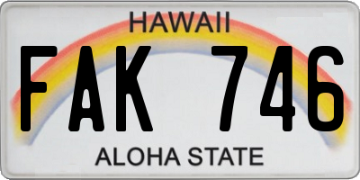 HI license plate FAK746